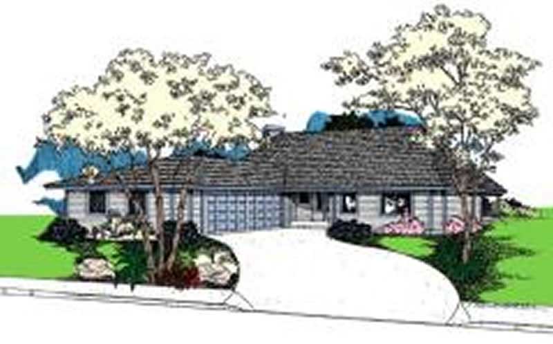 Front view of Country home (ThePlanCollection: House Plan #145-1543)